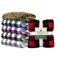 Pavilia - Buffalo Check Plaid Plush Fleece Blanket Throw
