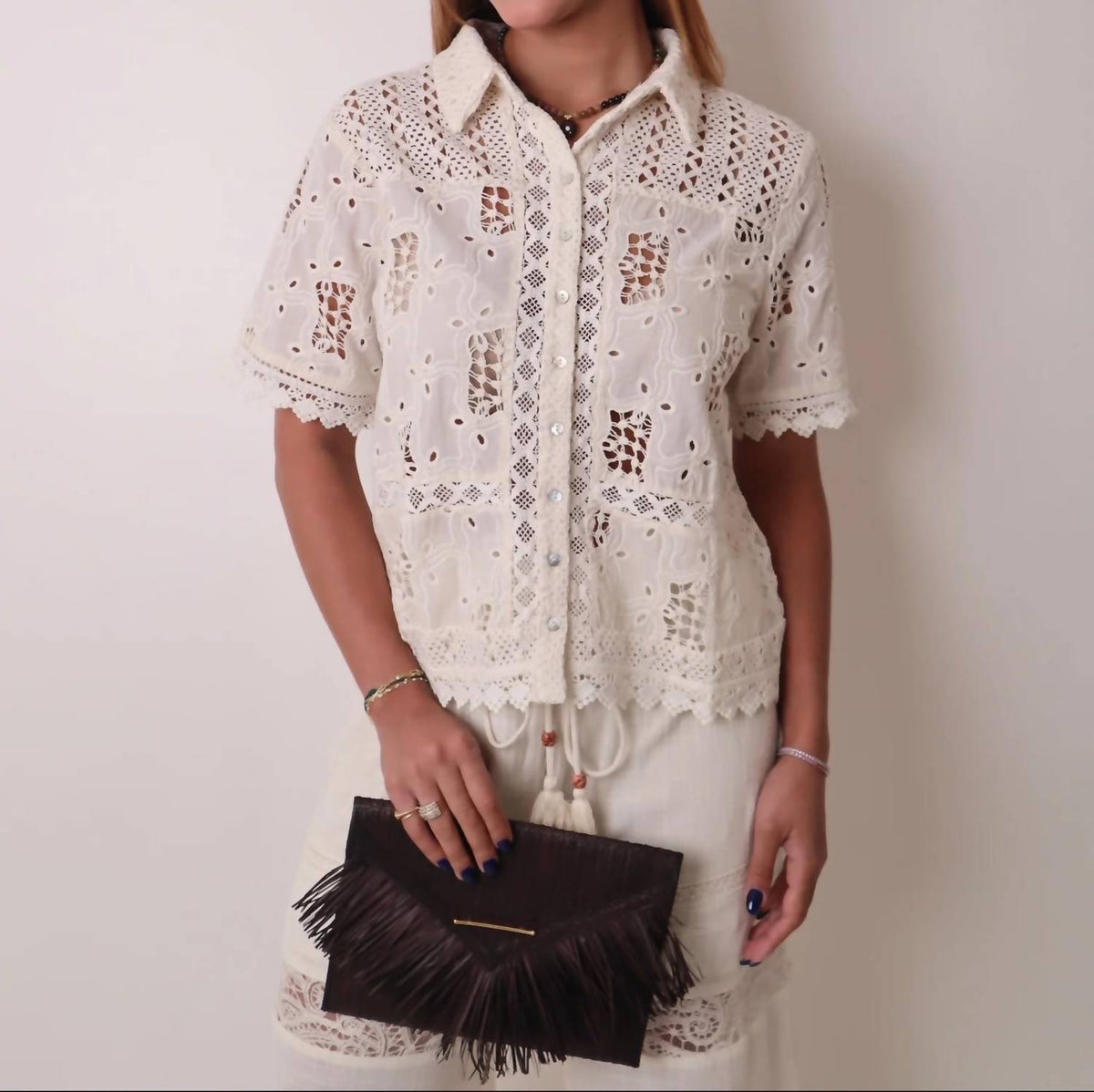 Miss Me - Cropped Sleeve Crochet Top
