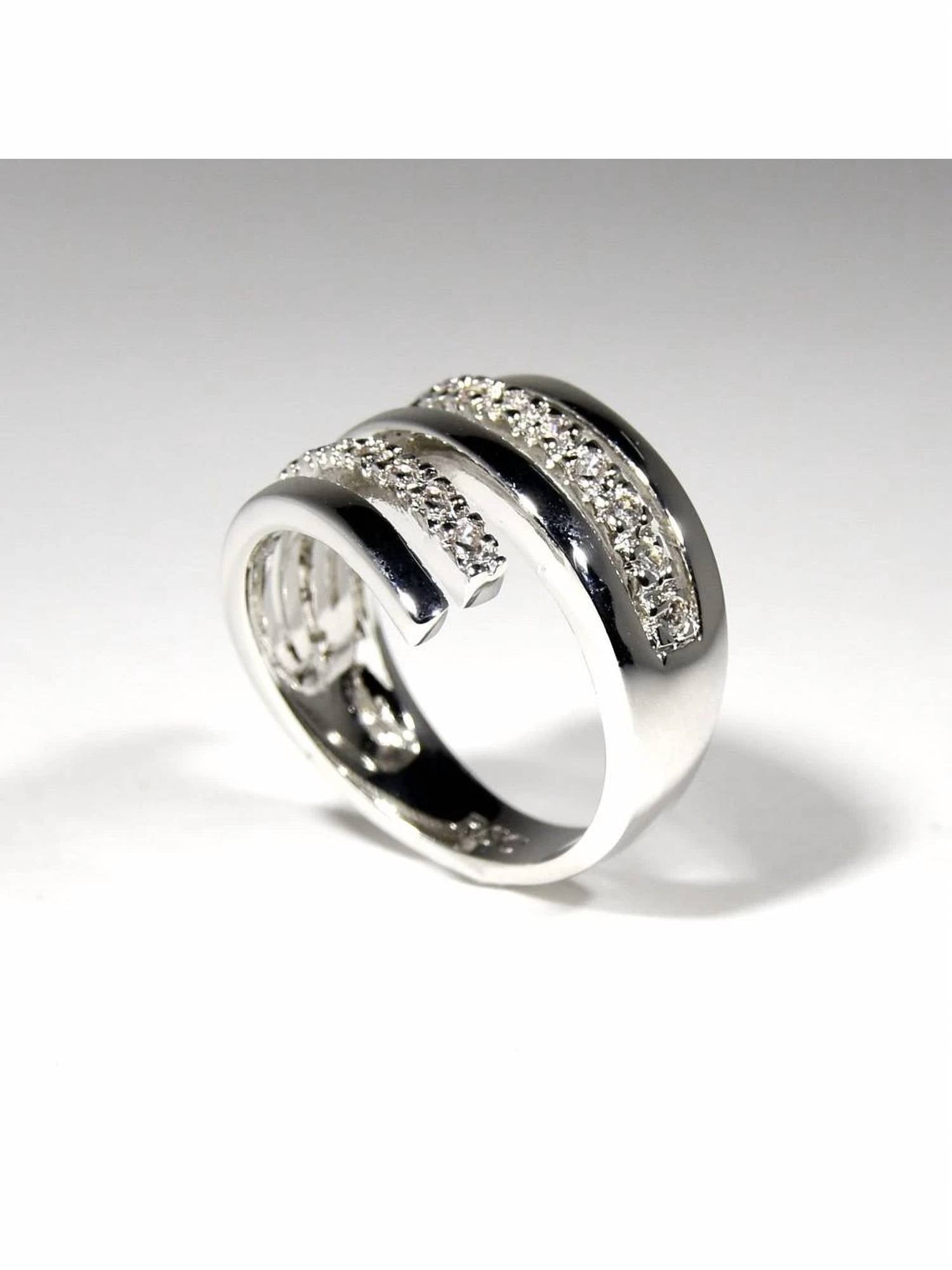 FAIRE SWIRL CUBIC ZIRCONIA RING in silver - women's jewelry - alternate view