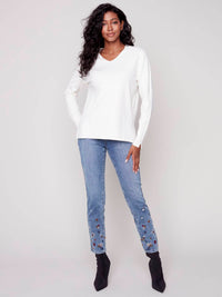 Charlie B - V-neck Knit Sweater For Women