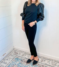 Willa Story - Faux Leather Knit Top