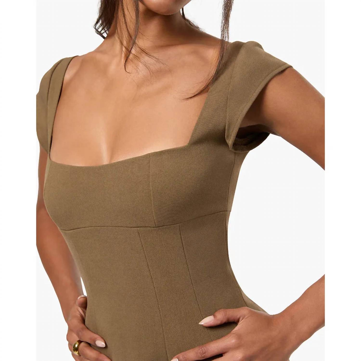 WE WORE WHAT Cap Sleeve Corset Top in pattern - women's t-shirt - alternate view