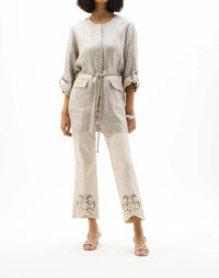 Joseph Ribkoff - Waist Tie Foiled Linen Jacket