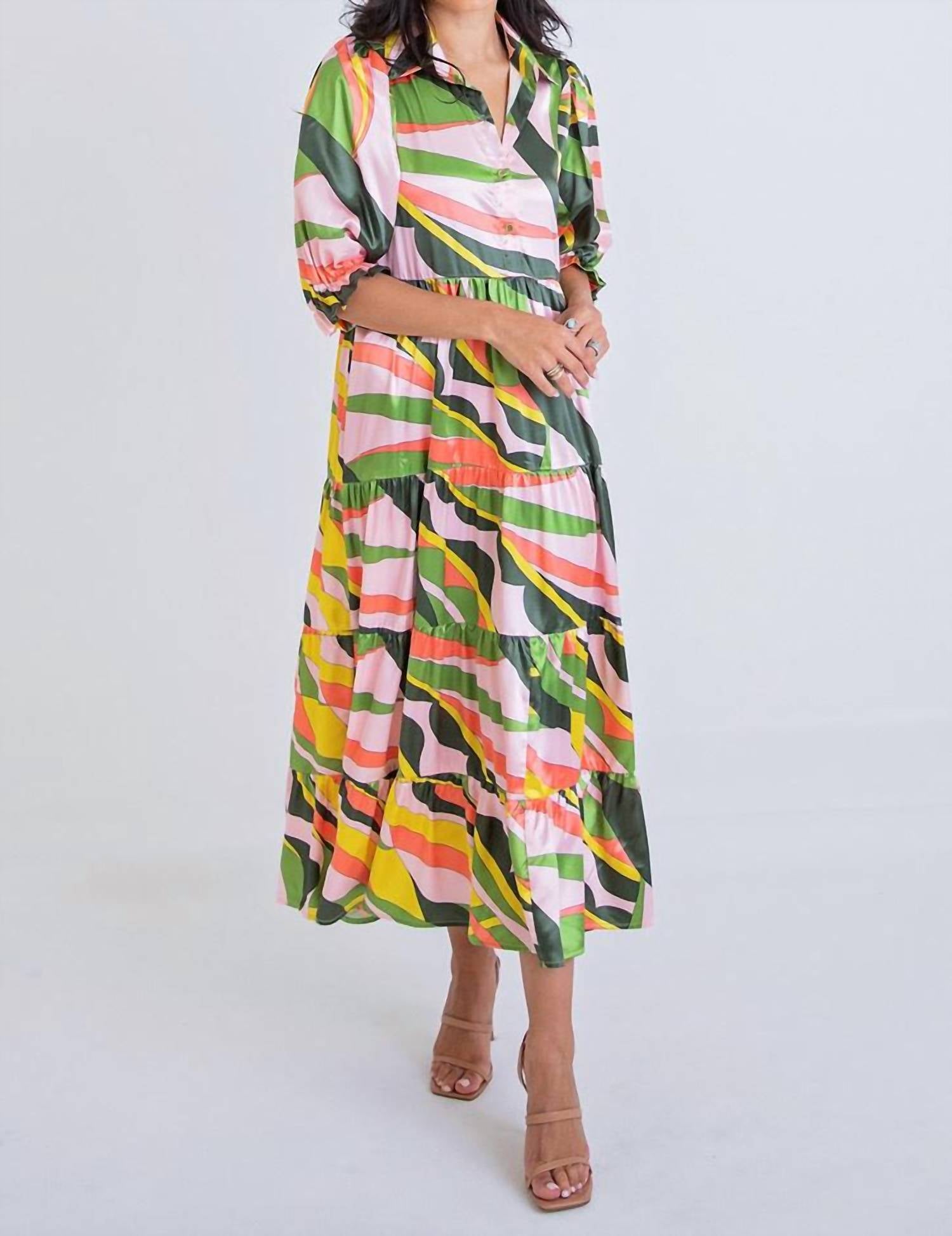 Karlie Disco Bloom Tiered Maxi Dress in multi - women's dress