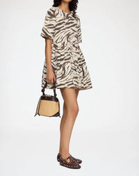 Ganni - Print Denim Puff Mini Dress