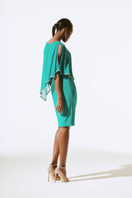 Joseph Ribkoff - Embellished Chiffon Overlay Sheath Dress