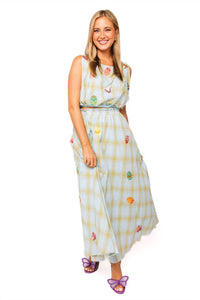Queen Of Sparkles - Spring Plaid Easter Egg Midi Skirt