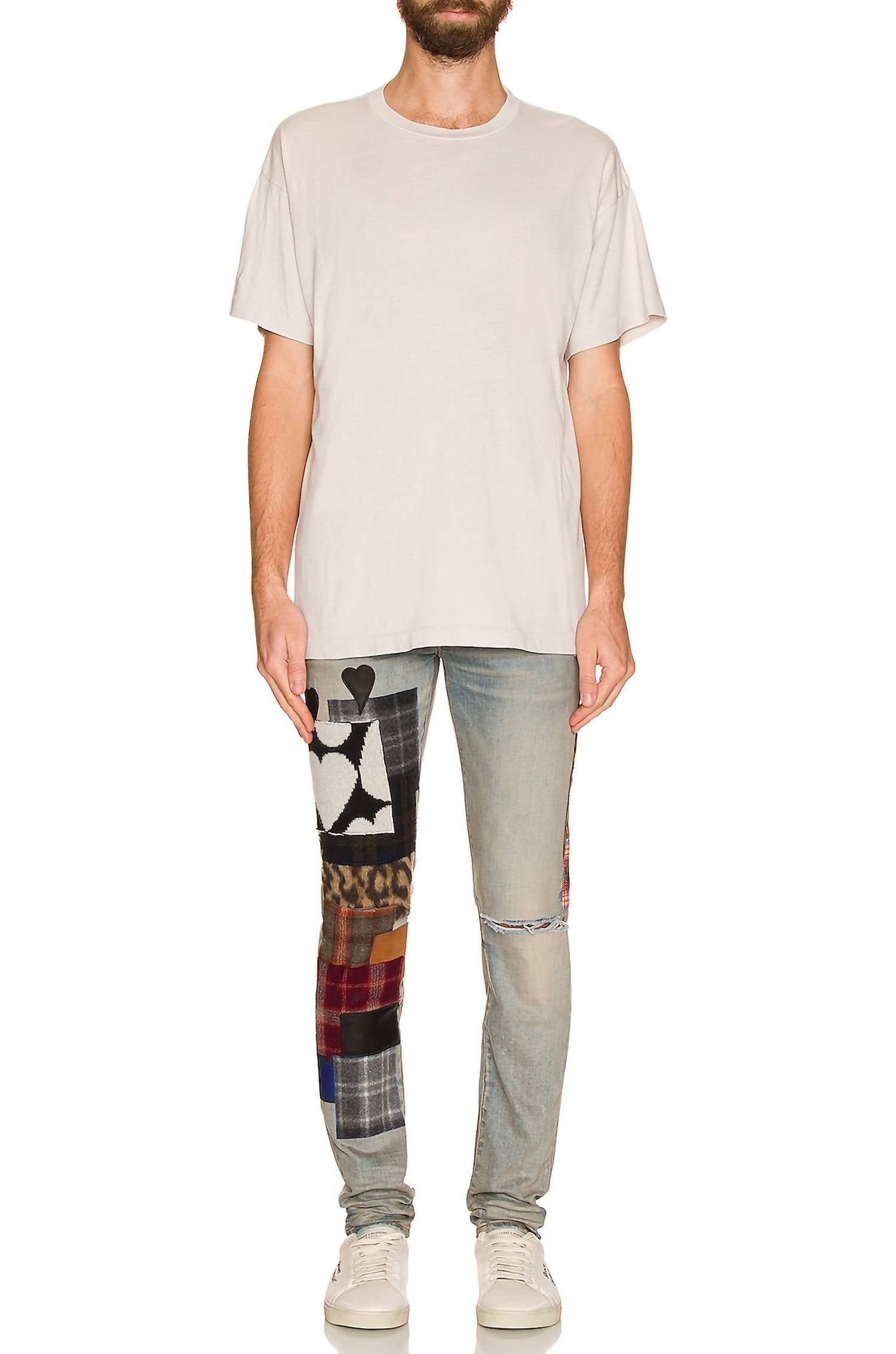 Amiri Art Patch Denim Jeans in clay indigo - men's jeans