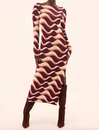 Misa Los Angeles Cassie Midi Dress in autumnal wave - women's dress