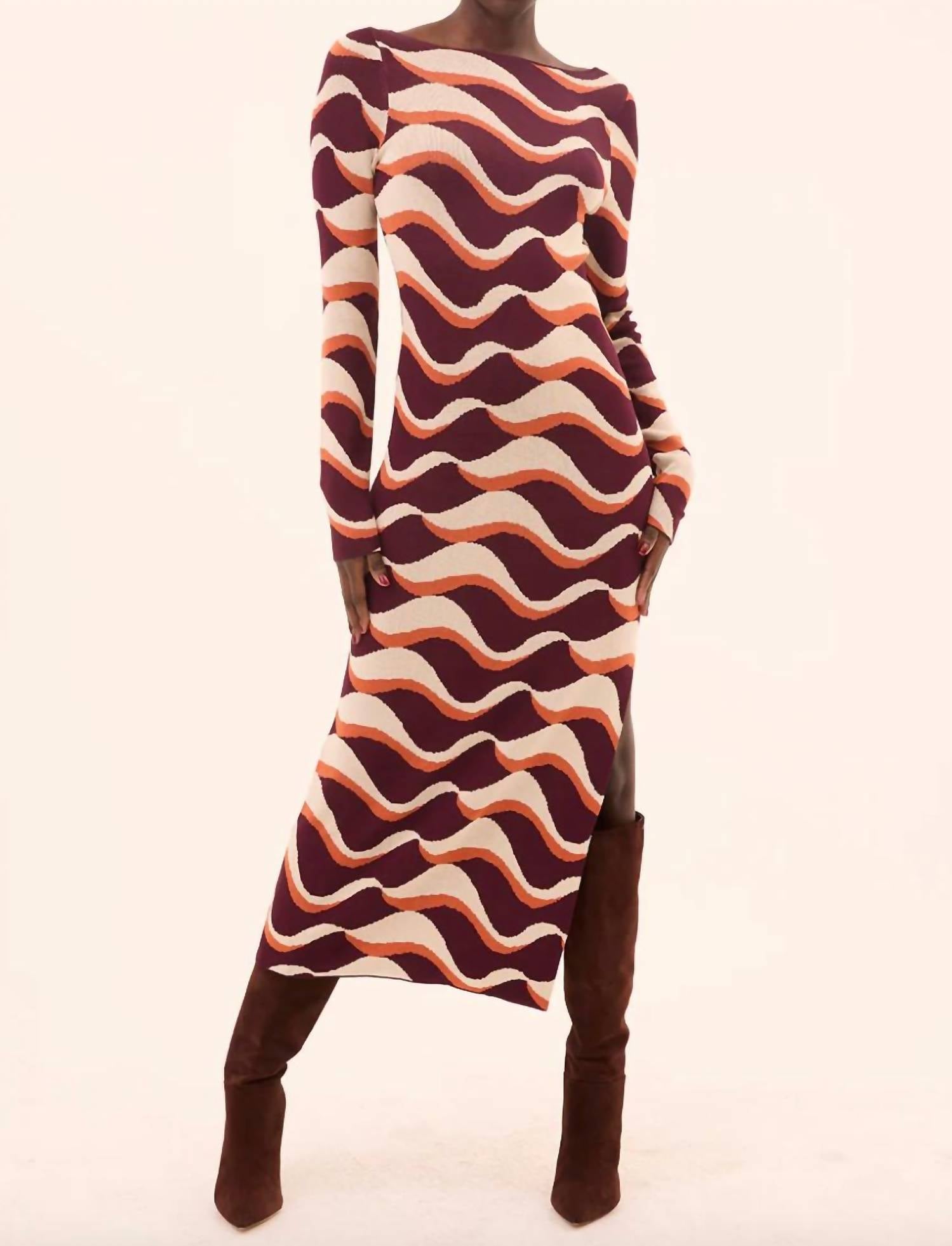 Misa Los Angeles Cassie Midi Dress in autumnal wave - women's dress