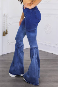 Surelymine - Lined Up Paneled Ombre Flares Bell Bottoms Denim Jeans