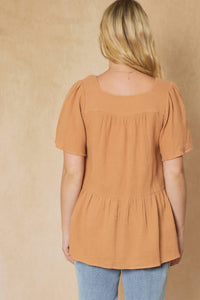 Entro - Geometric Design Peplum Top - Plus