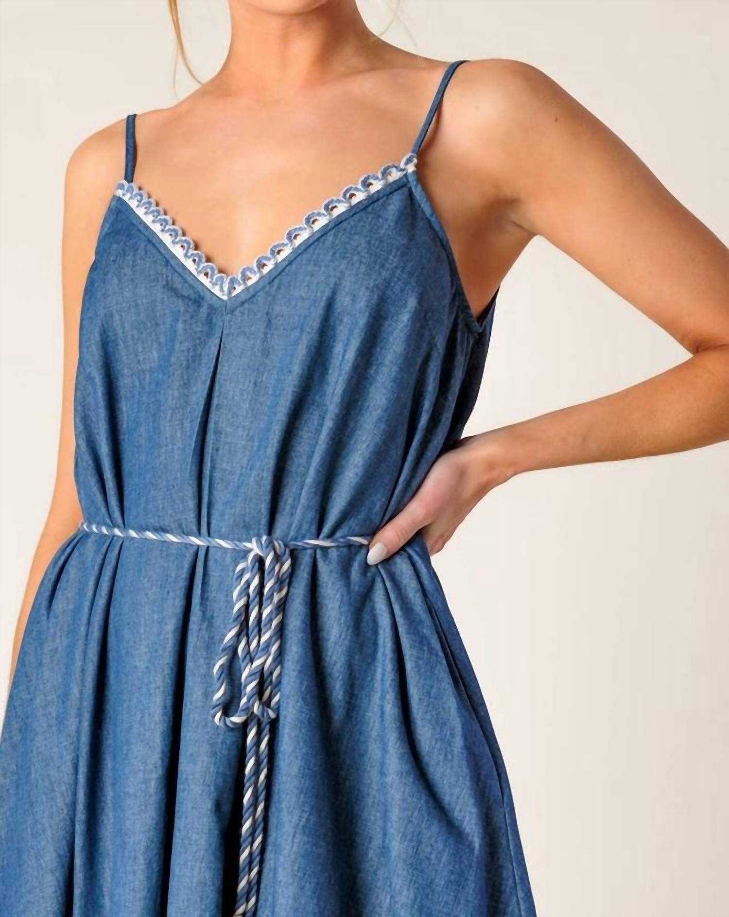 Flying Tomato - Washed Denim Midi Dress
