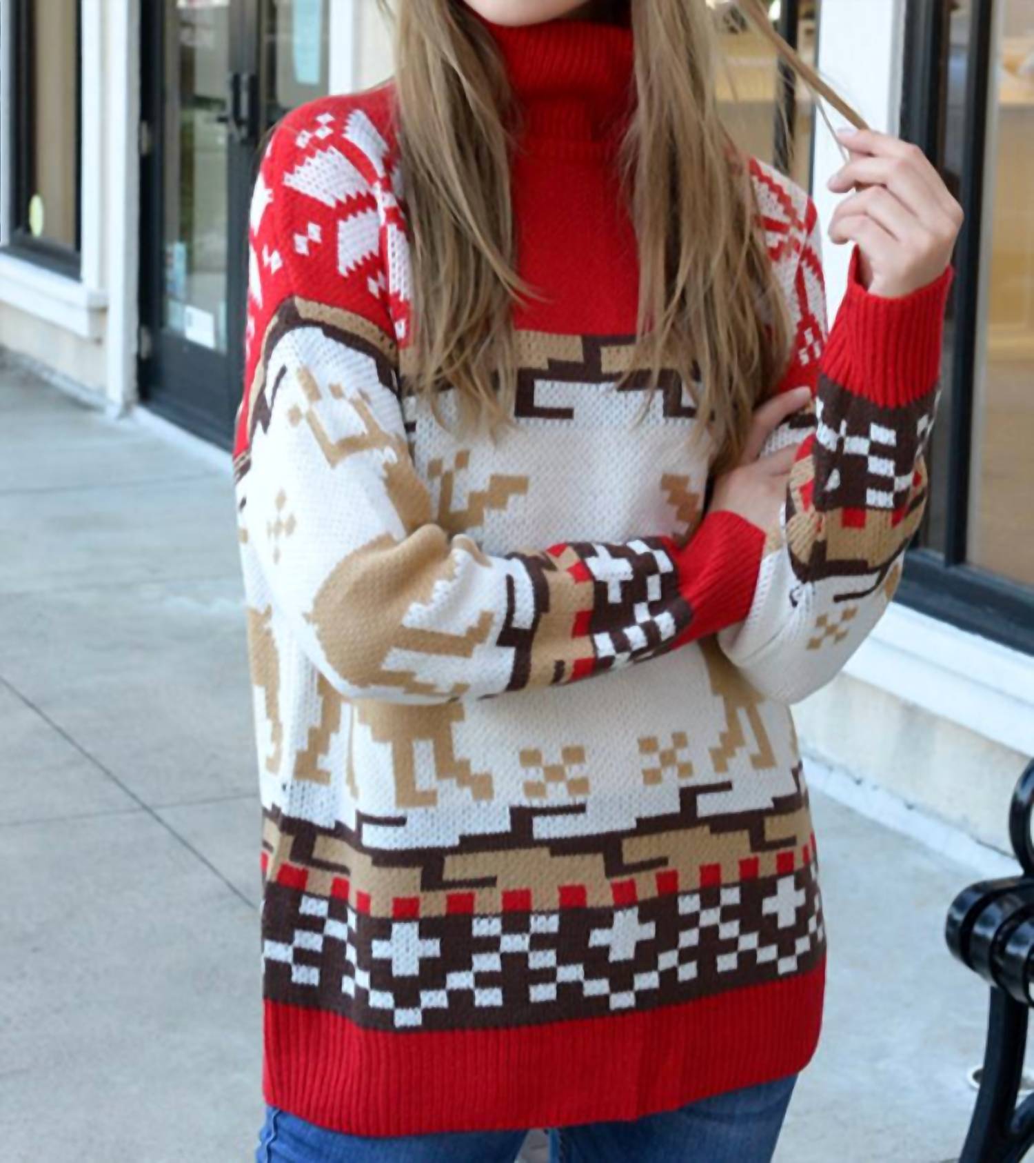 Esley Collection - Christmas Style Turtleneck Sweater