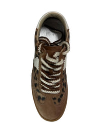 MiiM Women's Lace Up Sneakers in coffee leopard - women's sneaker - alternate view