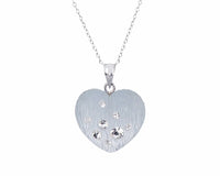 Gold & Honey - Women's Handcrafted Silver Lucite And Crystals Drop Heart Earrings And Pendant Necklace Set