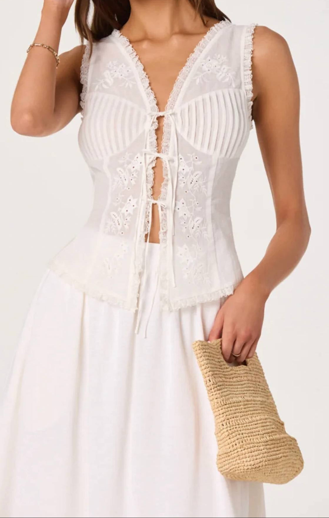 Astr - Carine Eyelet Lace Bustier Top