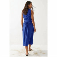 Naked Zebra - Sleeveless Belted Maxi Shirt Dress