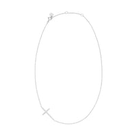 Eklexic - Women's Horizontal Cubic Zirconia Cross Necklace