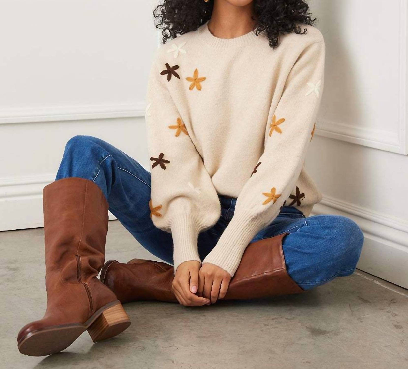 Karen Kane - Embroidered flower sweater