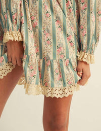Lovlov - French Style Floral Smocked Lace Dress