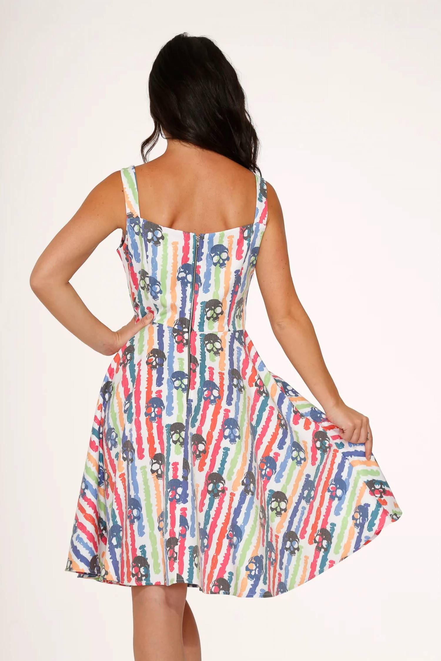 Orchid Bloom - Skulls Rainbow Swing Dress