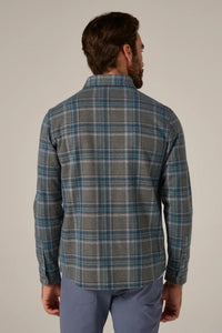 7Diamonds Generation Plaid Soft Knit Shirt in forest - men's shirt - detail view