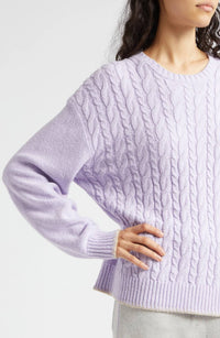 Atm - Women's Cotton Blend Cable Crew Neck Sweater