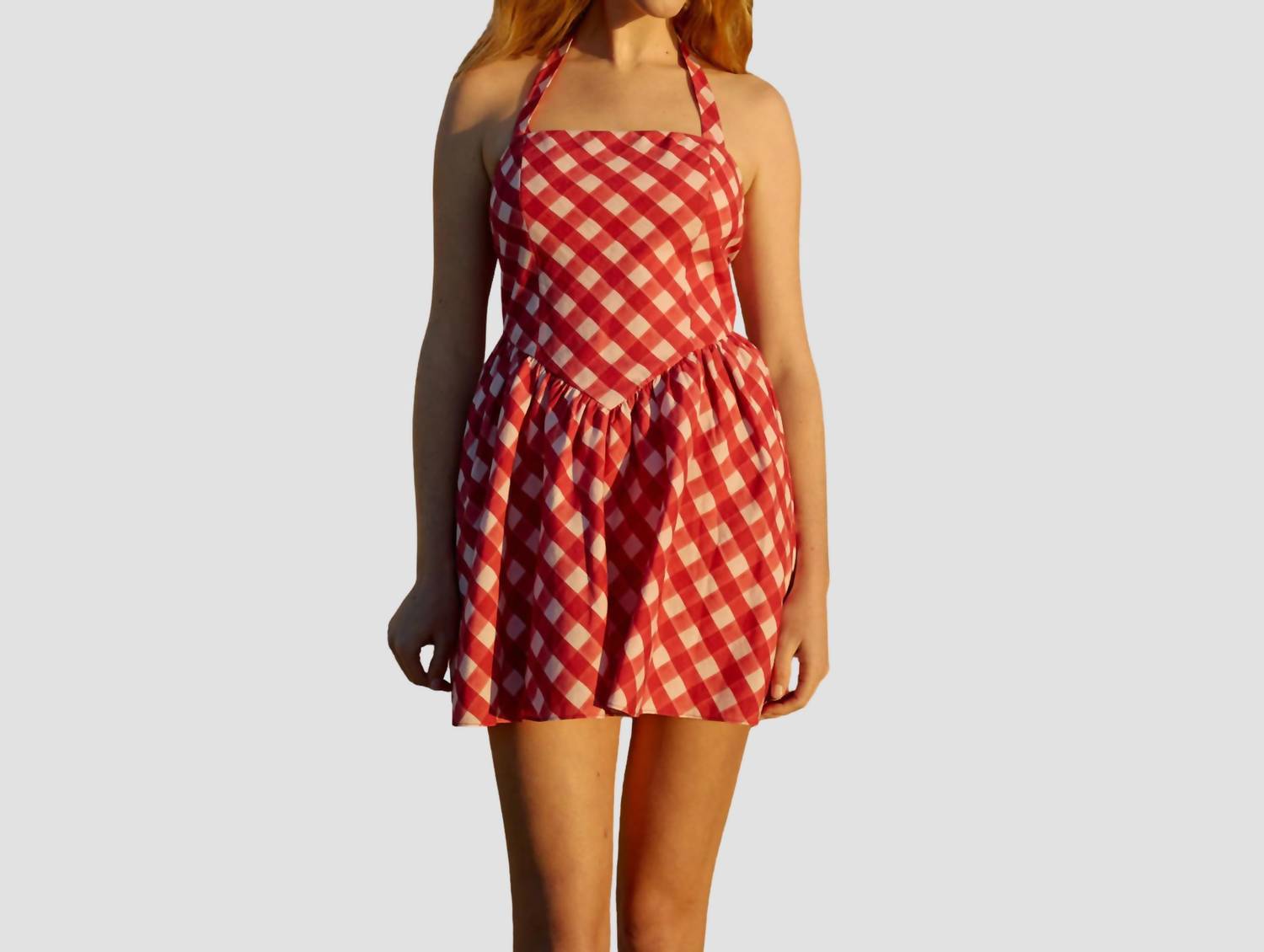 Aston Studio Polly Mini Dress in redcurrent gingham - women's dress