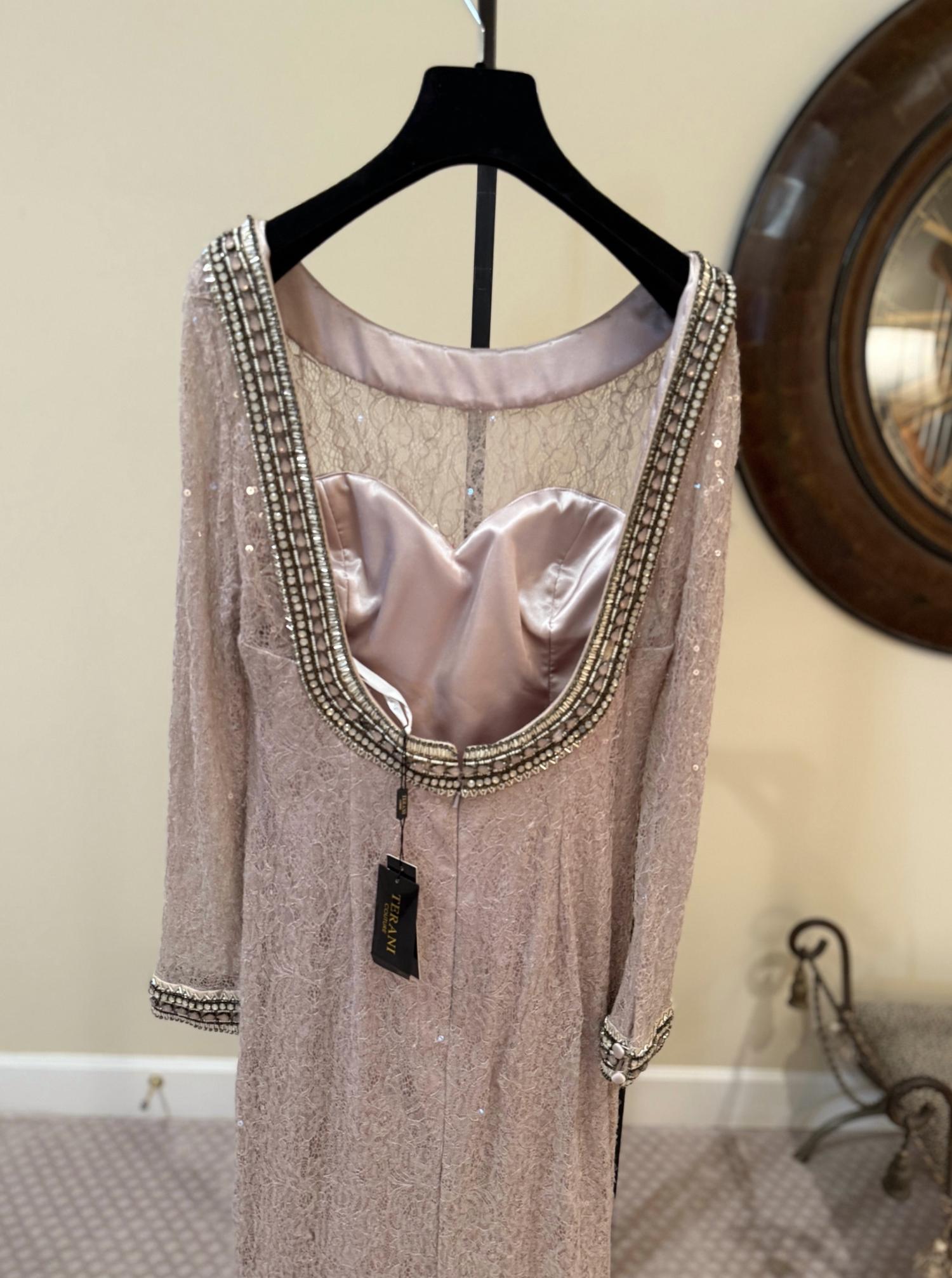 Terani Couture - Beaded Sheer Mesh Gown