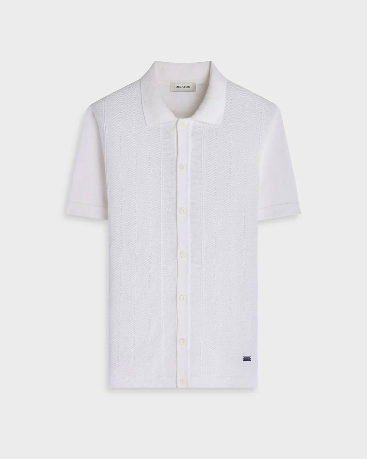 Bugatchi Uomo - Chevron Button-front Short-sleeve Polo Sweater