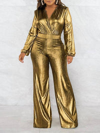 Vividlux - Metallic Bodycon Shinny Jumpsuit