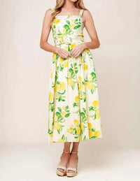 FLYING TOMATO Woven Midi Dress in ivory print - women's dress - detail view