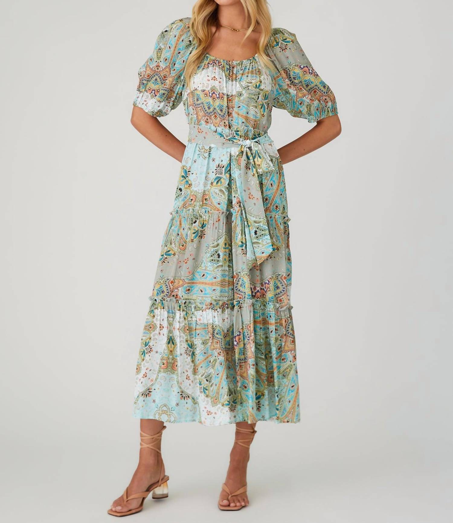 Fifteen Twenty - Tiered Puffed Sleeve Maxi Dress