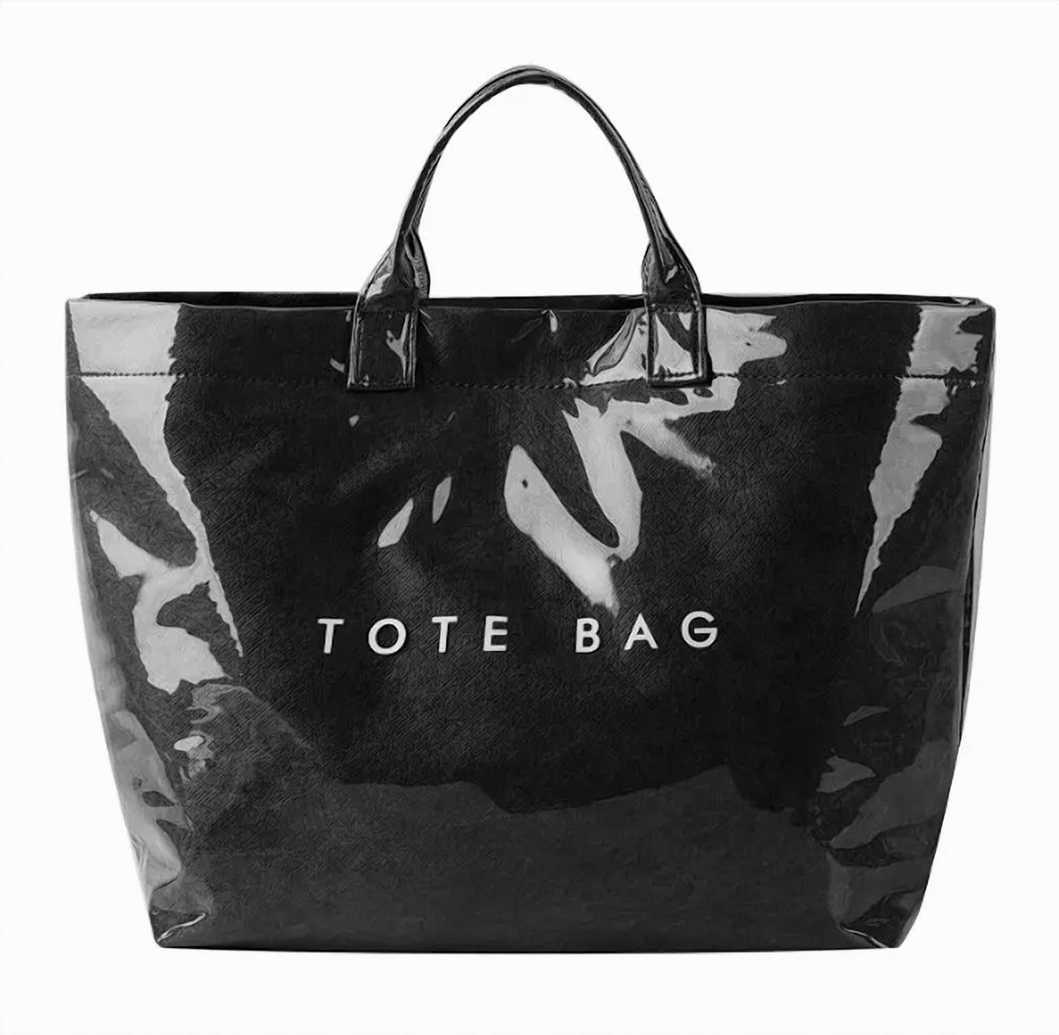 Josslyn by Wall to Wall Glossy Waterproof Tote Bag in black - women's bag