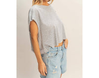 Hyfve - Boxy Crew Neck Cutout Back Top