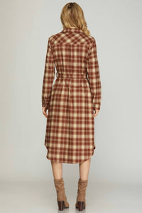 She + Sky - Plaid Shirt Dress