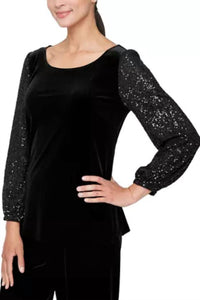Alex Evenings - Embellished Ruched Waist Blouse
