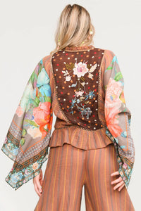 Aratta - Mariah Wide Leg Pants With Sequin Embroidered Floral Trim On Waistband