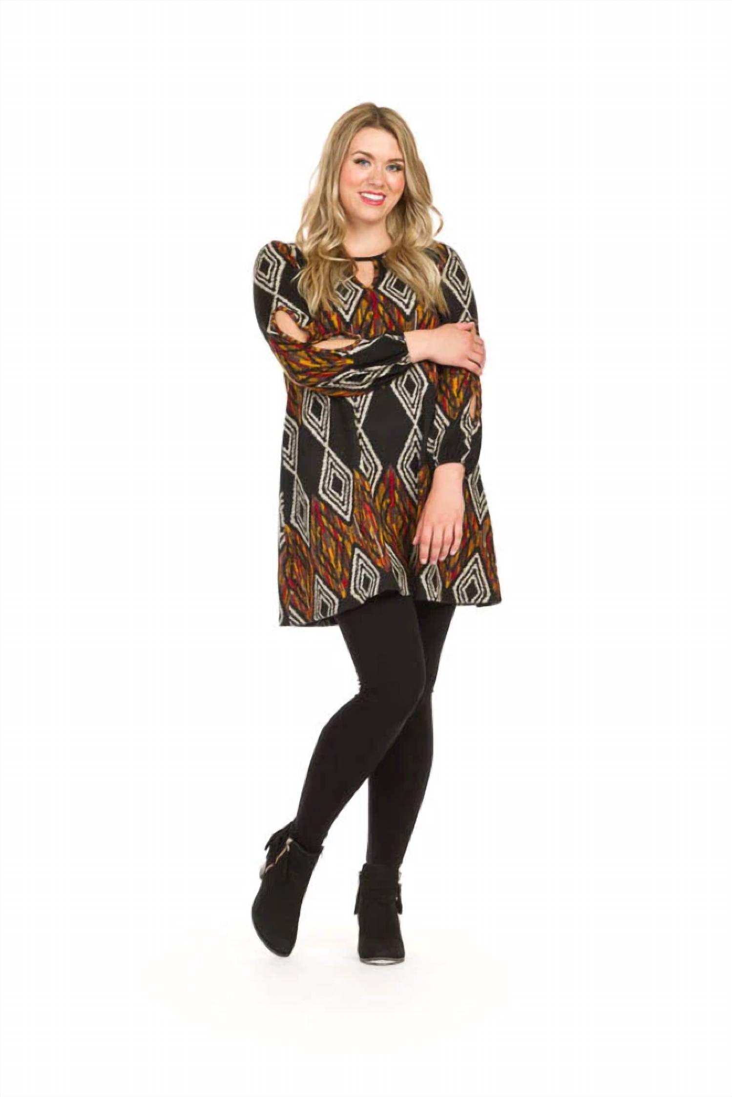 Papillon - Boho Peep Sleeve Keyhole Sweater Dress