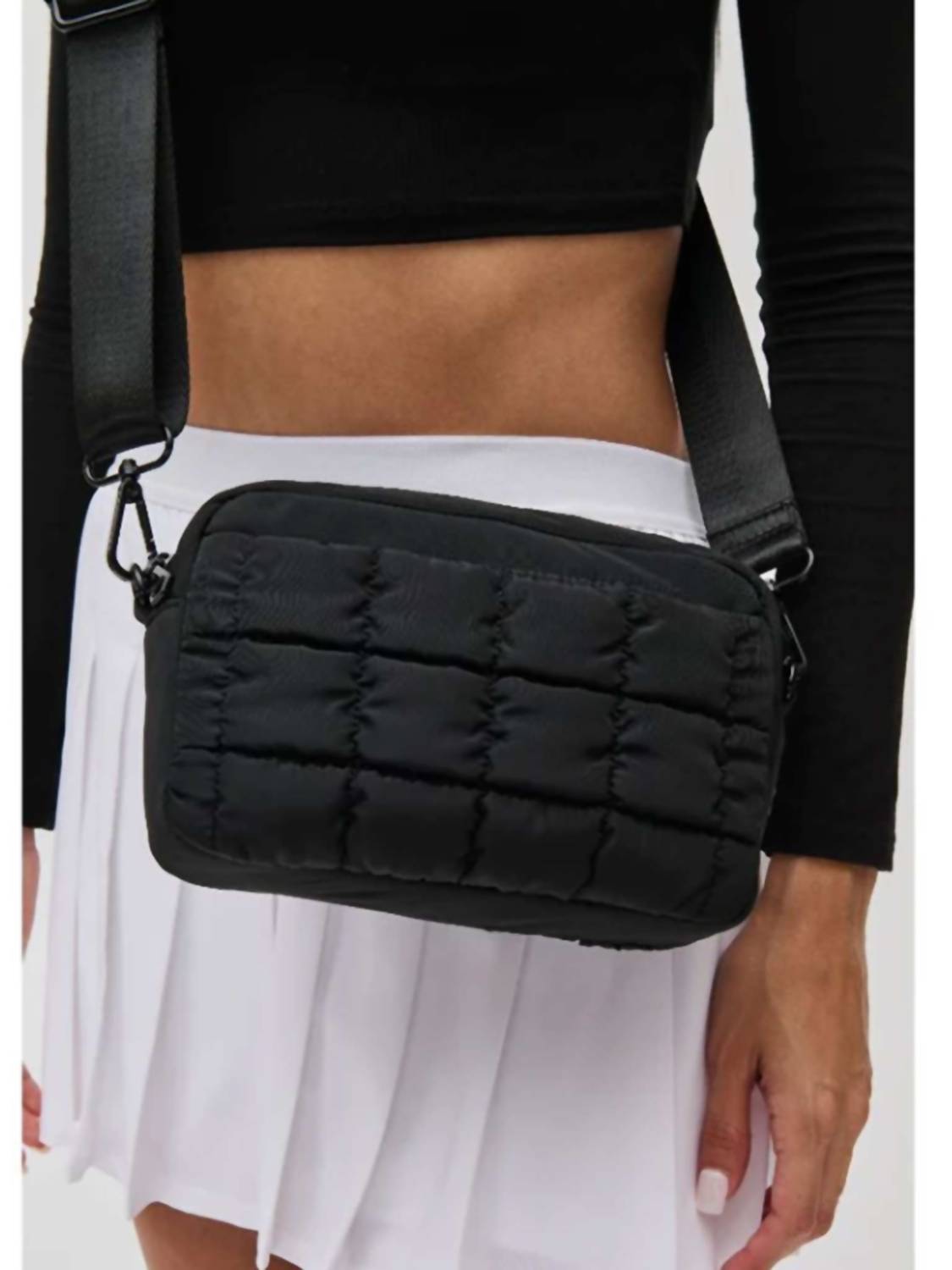SOL and SELENE Women's Inspiration Quilted Nylon Crossbody Bag in black - women's bag - view 5