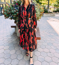 EXQUISE Allyn Long Sleeve Dress in crimson - women's dress