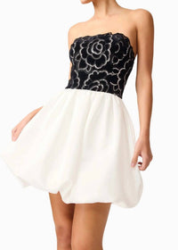 ELLIATT Eris Strapless Mini Dress in black white 2 - women's dress - view 4