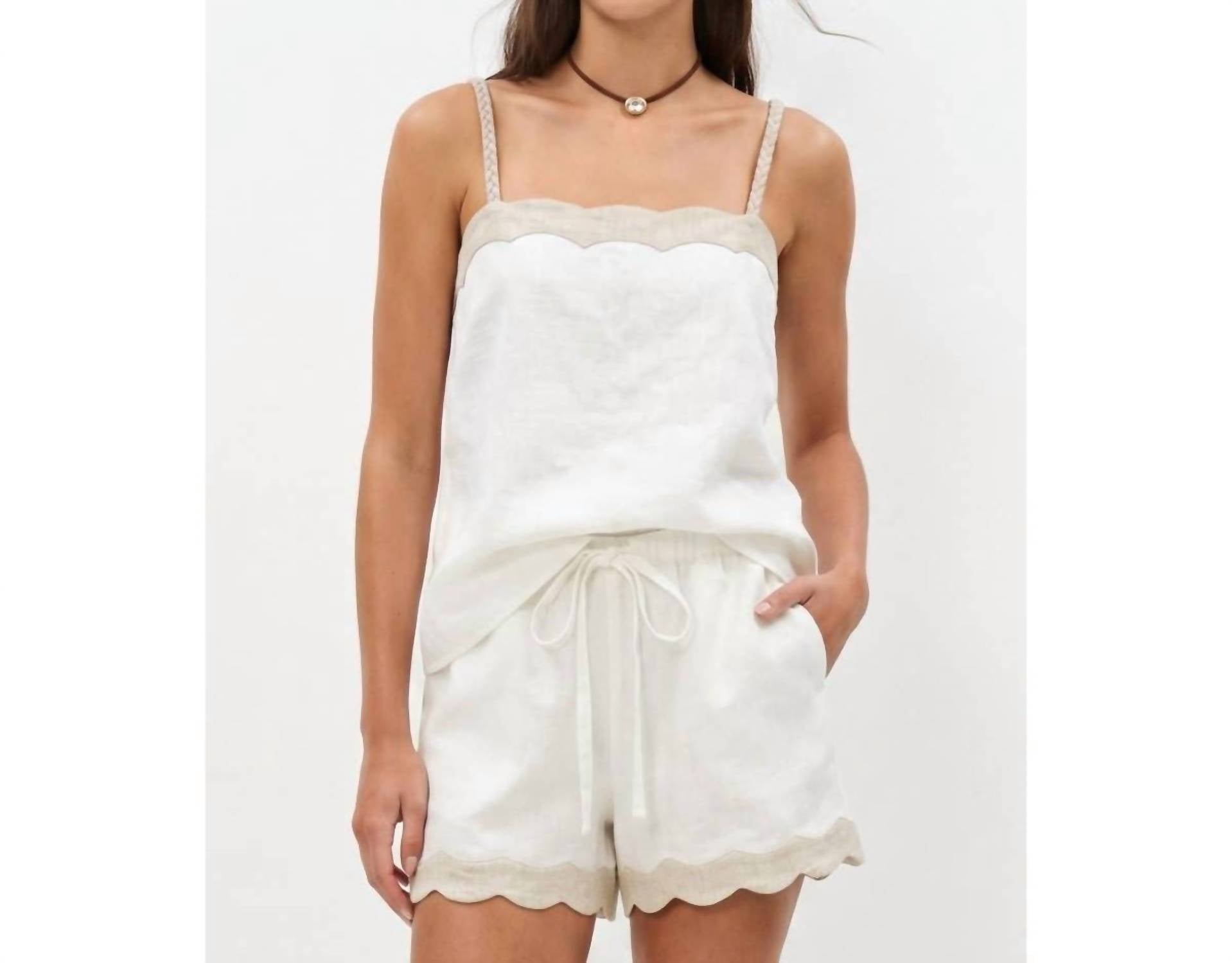 Naked Zebra - Scallop Trim Linen Tank Top