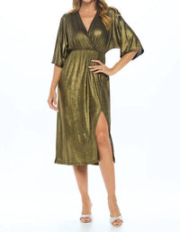 Reneec. - Kimono V Neck Dress With Slit