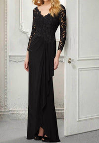 Mgny - Embroidered V-neck Evening Dress