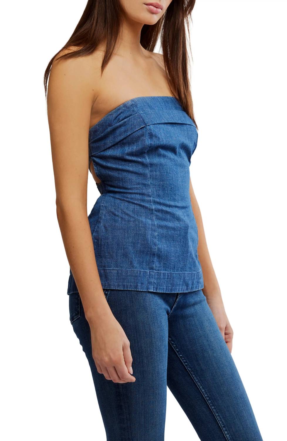 Free People - Lora Lace-up Denim Tube Top