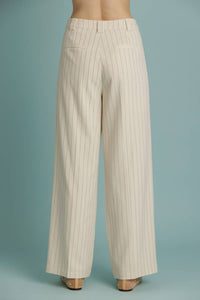 Aureum Striped Pleated Pants in ivory - women's pants - alternate view