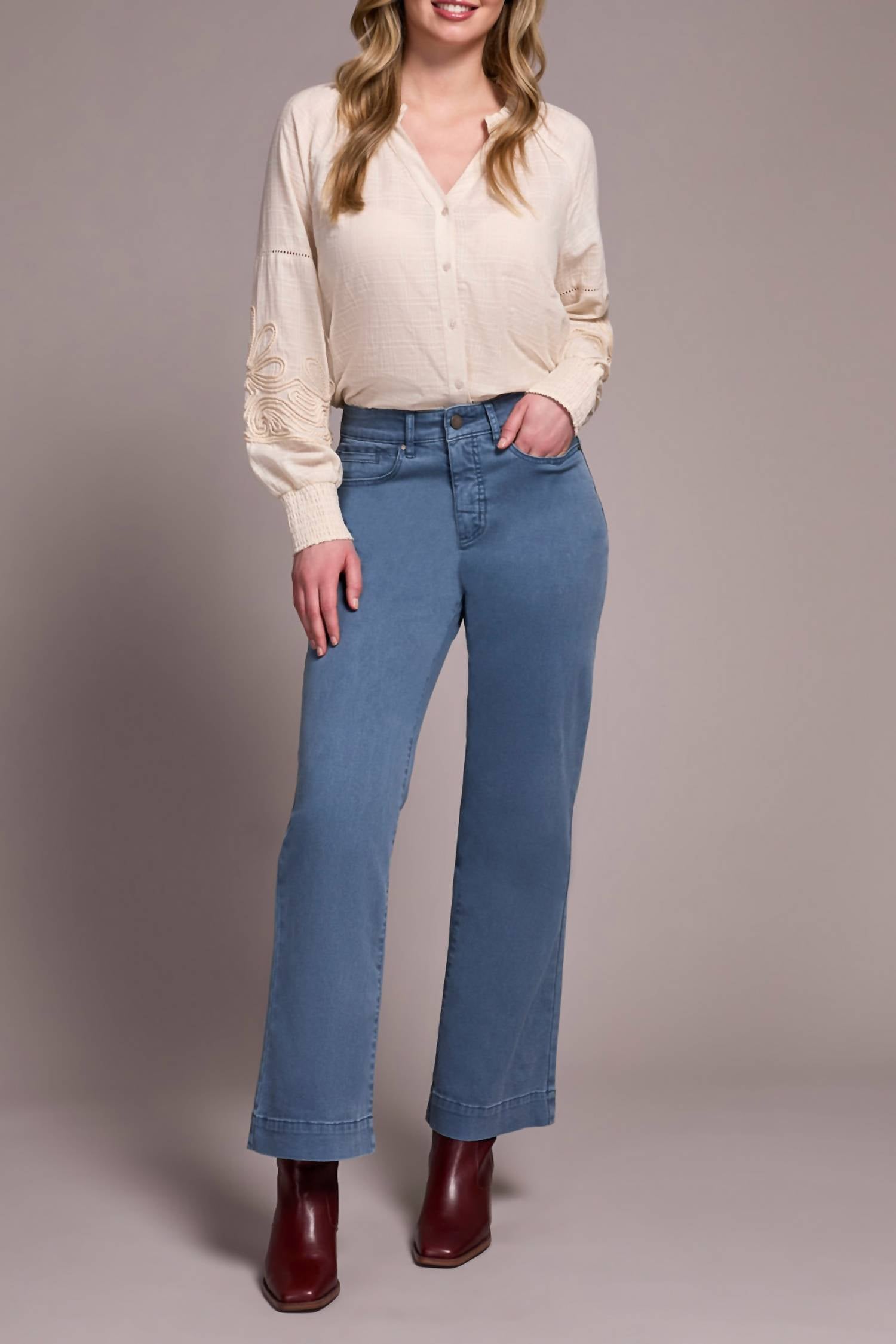 Tribal - Comfort Stretch Fly Front Wide Leg Pants