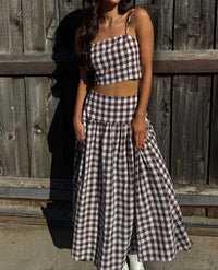 Day + Moon - Crisp Gingham Maxi Skirt